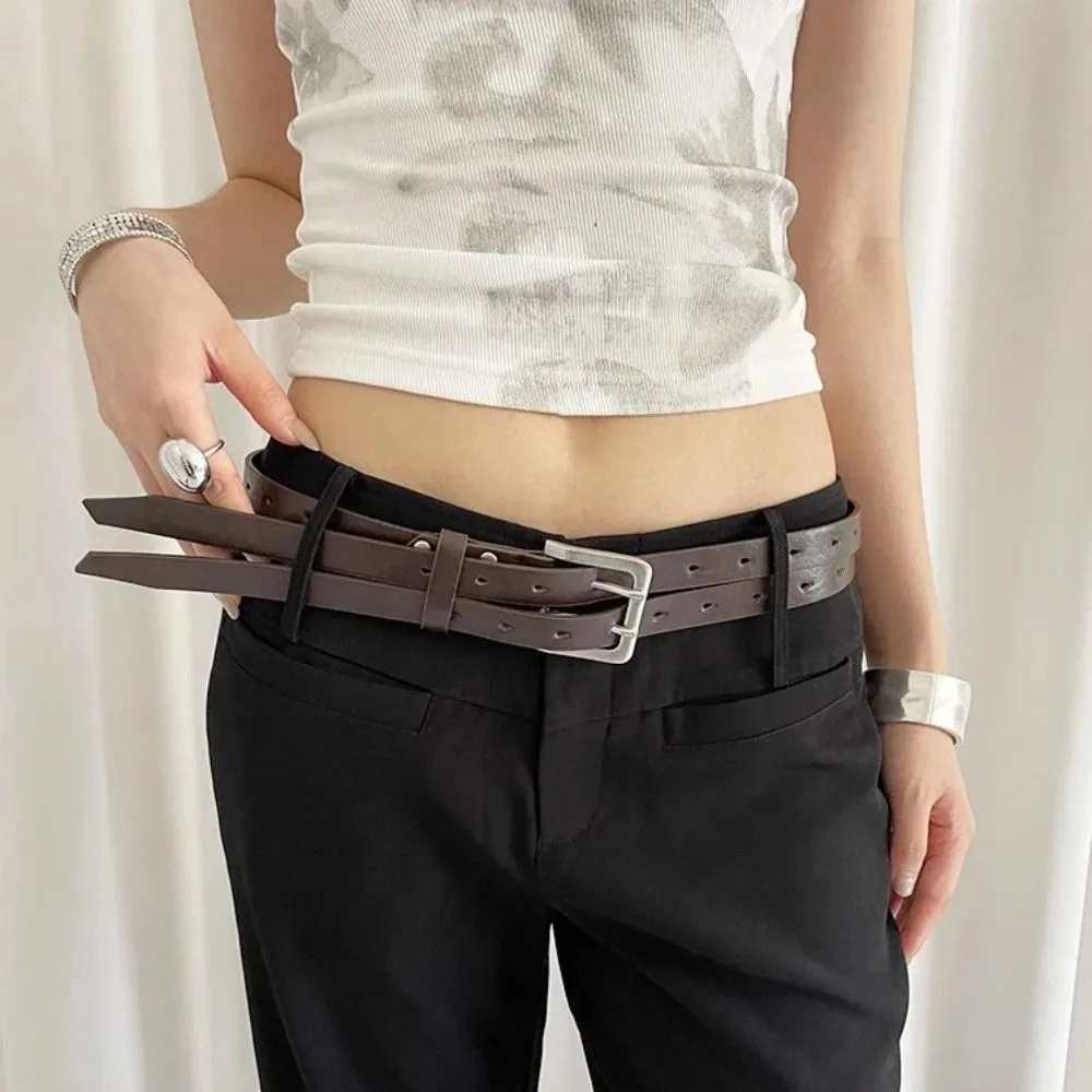 Винтажный женский ремень с двойной пряжкой из кожи, универсальный пояс Y2K для платьев и джинсов, унисекс
Винтажный женский ремень с двойной пряжкой из кожи, универсальный пояс Y2K для платьев и джинсов, унисекс