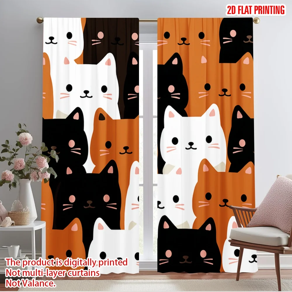 2pcs 2D flat printing Curtains Cute Cats 100% Polyester Without Electricity 0 for Holiday Decor
2pcs 2D flat printing Curtains Cute Cats 100% Polyester Without Electricity 0 for Holiday Decor