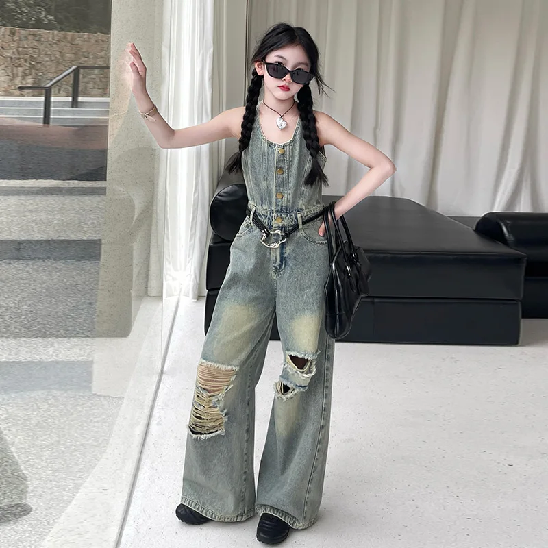 Girl Ripped Jeans Onesie Kids Female Denim Bodysuits for Costume Tween Child Onepiece Clothes Teens Streetwear One Piece Outfits
Girl Ripped Jeans Onesie Kids Female Denim Bodysuits for Costume Tween Child Onepiece Clothes Teens Streetwear One Piece Outfits
