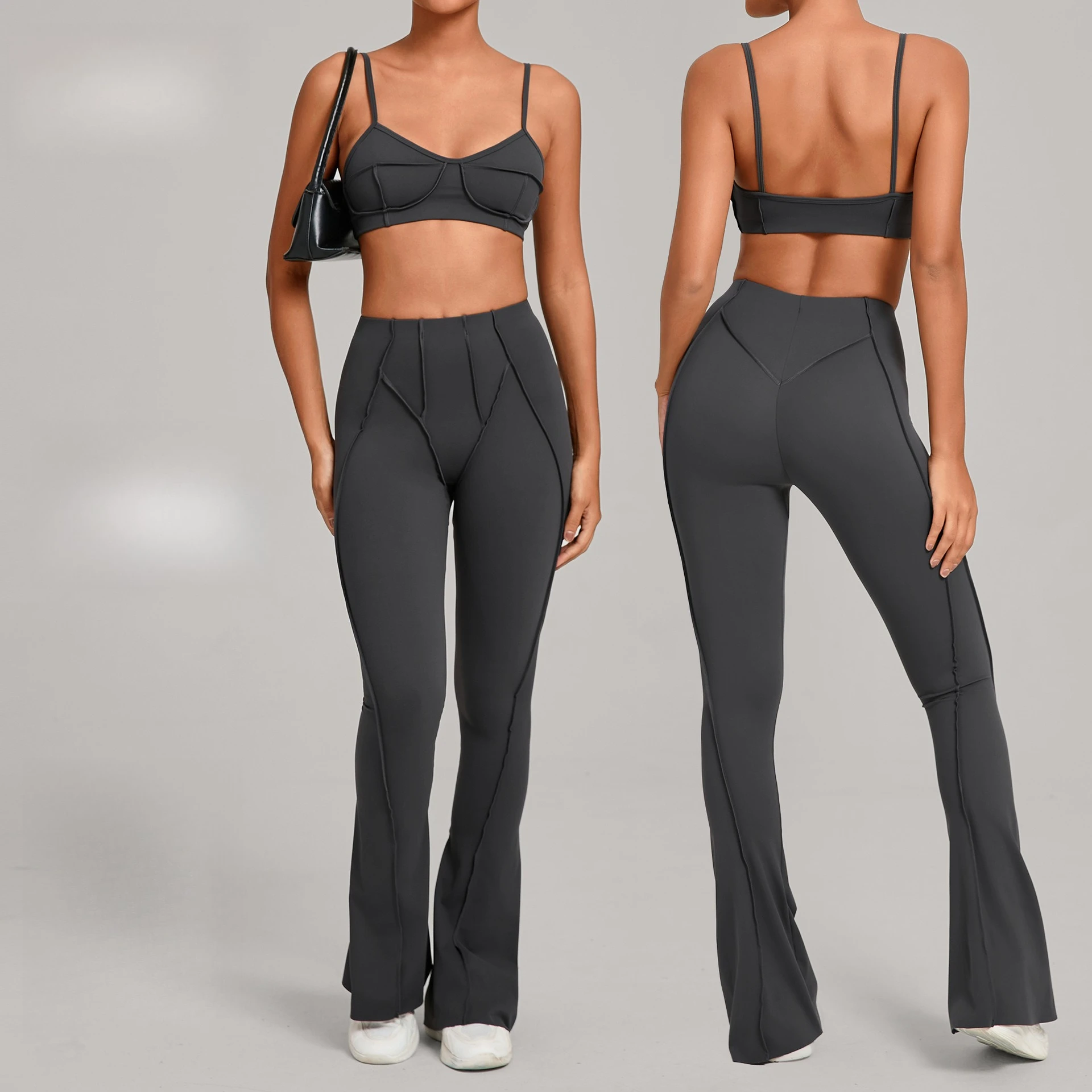 Женский костюм для йоги с высокой талией и подтяжкой бедер, плотные комплекты с открытой спиной и широкими штанинами, одежда для бега, тренировки, спортивный бюстгальтер для спортзала, комплект из 2 предметов
Женский костюм для йоги с высокой талией и подтяжкой бедер, плотные комплекты с открытой спиной и широкими штанинами, одежда для бега, тренировки, спортивный бюстгальтер для спортзала, комплект из 2 предметов