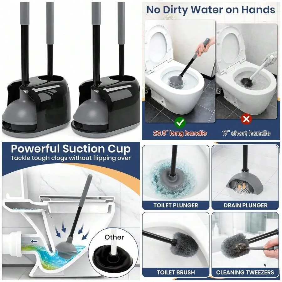 Toilet Bowl Brush And Plunger Set With Toilet Cleaner Brushes And Heavy Duty Plunger Long Handle For Essential Bathroom Scrubbe
Toilet Bowl Brush And Plunger Set With Toilet Cleaner Brushes And Heavy Duty Plunger Long Handle For Essential Bathroom Scrubbe
