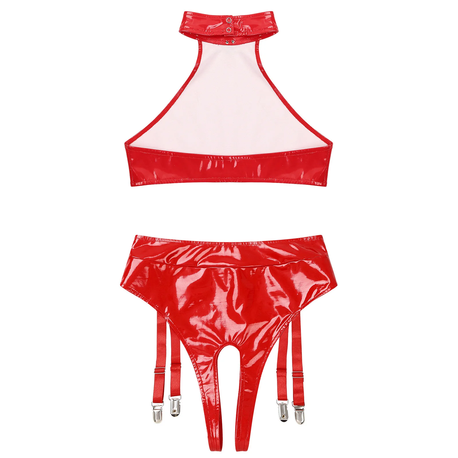 Women Sexy Shiny PU Leather Crop Top Backless and High Waist Garter Set for Rave Party Night Club Dating Nightwear
Women Sexy Shiny PU Leather Crop Top Backless and High Waist Garter Set for Rave Party Night Club Dating Nightwear