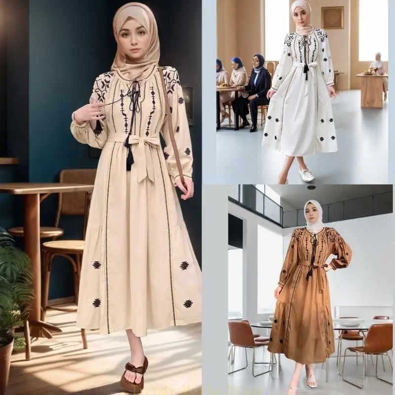N5KB Islamic Dress for Women Middle Eastern Robe Dress Embroidered Islamic Dress Islamic Robe Dress with Lantern Sleeves
N5KB Islamic Dress for Women Middle Eastern Robe Dress Embroidered Islamic Dress Islamic Robe Dress with Lantern Sleeves