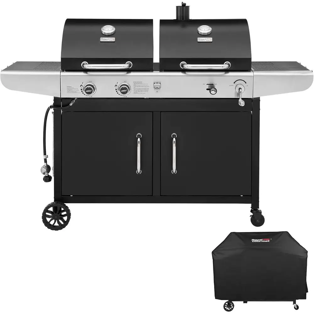 ZH3002C Propane Gas and Charcoal Grill Combo with Cover, Dual uel Outdoor BBQ Grill with 2 Side Shelves or Patio Garden Picnic B
ZH3002C Propane Gas and Charcoal Grill Combo with Cover, Dual uel Outdoor BBQ Grill with 2 Side Shelves or Patio Garden Picnic B