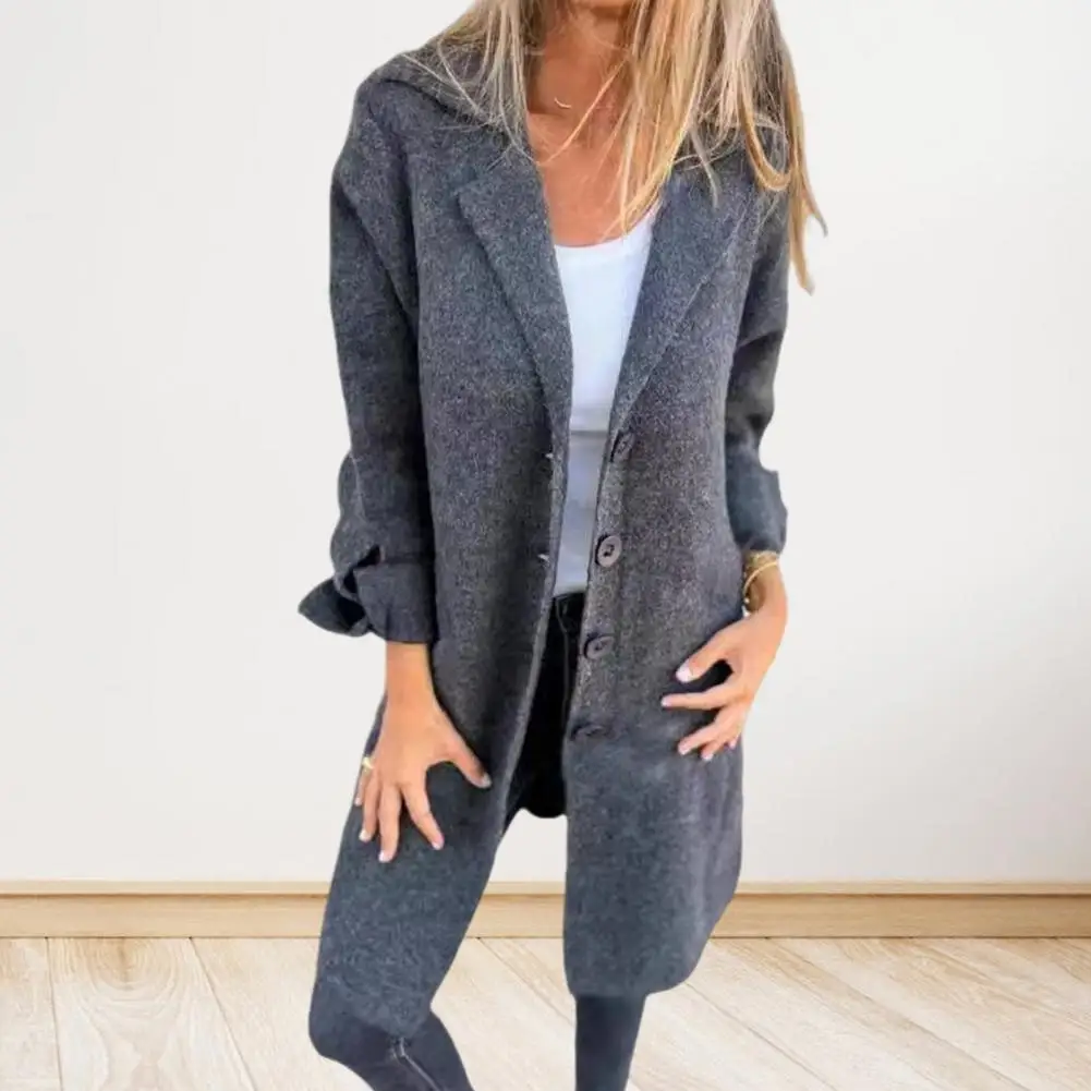 Women Solid Color Jacket Elegant Women's Woolen Coat with Lapel Slim Fit Office Pocket Cardigan for Autumn Winter Long Sleeved
Women Solid Color Jacket Elegant Women's Woolen Coat with Lapel Slim Fit Office Pocket Cardigan for Autumn Winter Long Sleeved