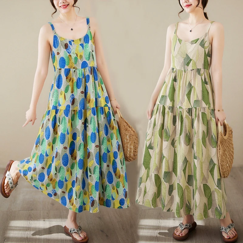 High Waist Floral Print Maxi Dress Women's Summer Loose plus Size Strap Long Dress Country Style Knee-Length Skirt Citywalk
High Waist Floral Print Maxi Dress Women's Summer Loose plus Size Strap Long Dress Country Style Knee-Length Skirt Citywalk
