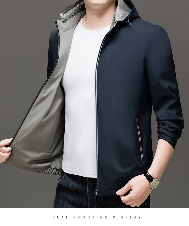 Men's Business Casual Jacket Multiple Functions Double-sided Wearing Jacket Detachable Hooded Men's Spring Autumn Workwear 
Men's Business Casual Jacket Multiple Functions Double-sided Wearing Jacket Detachable Hooded Men's Spring Autumn Workwear