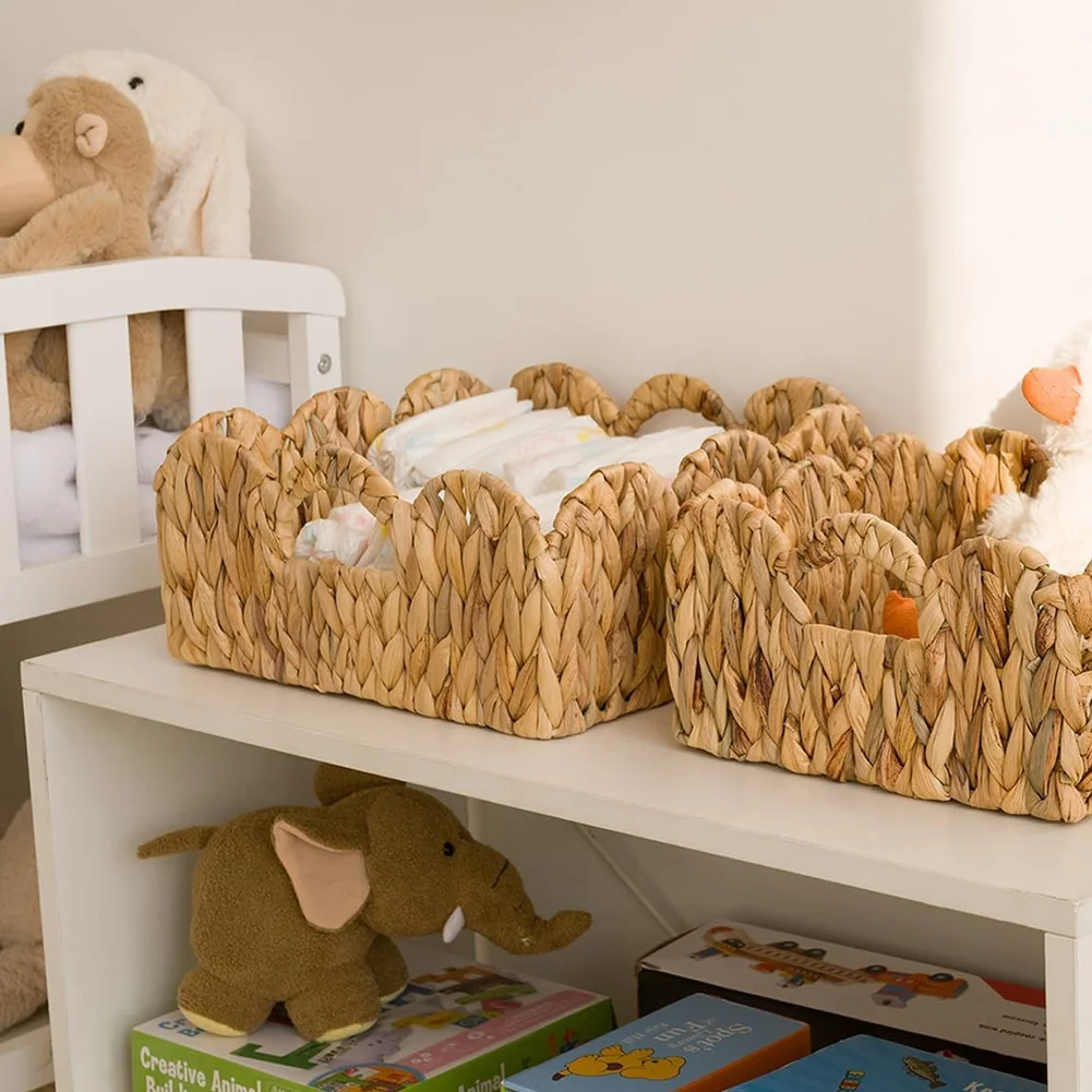 ABWR-Scalloped Wicker Basket, Nursery Basket With Handles, Woven Rattan Baskets For Organizing, Basket Shelf Decorative
ABWR-Scalloped Wicker Basket, Nursery Basket With Handles, Woven Rattan Baskets For Organizing, Basket Shelf Decorative