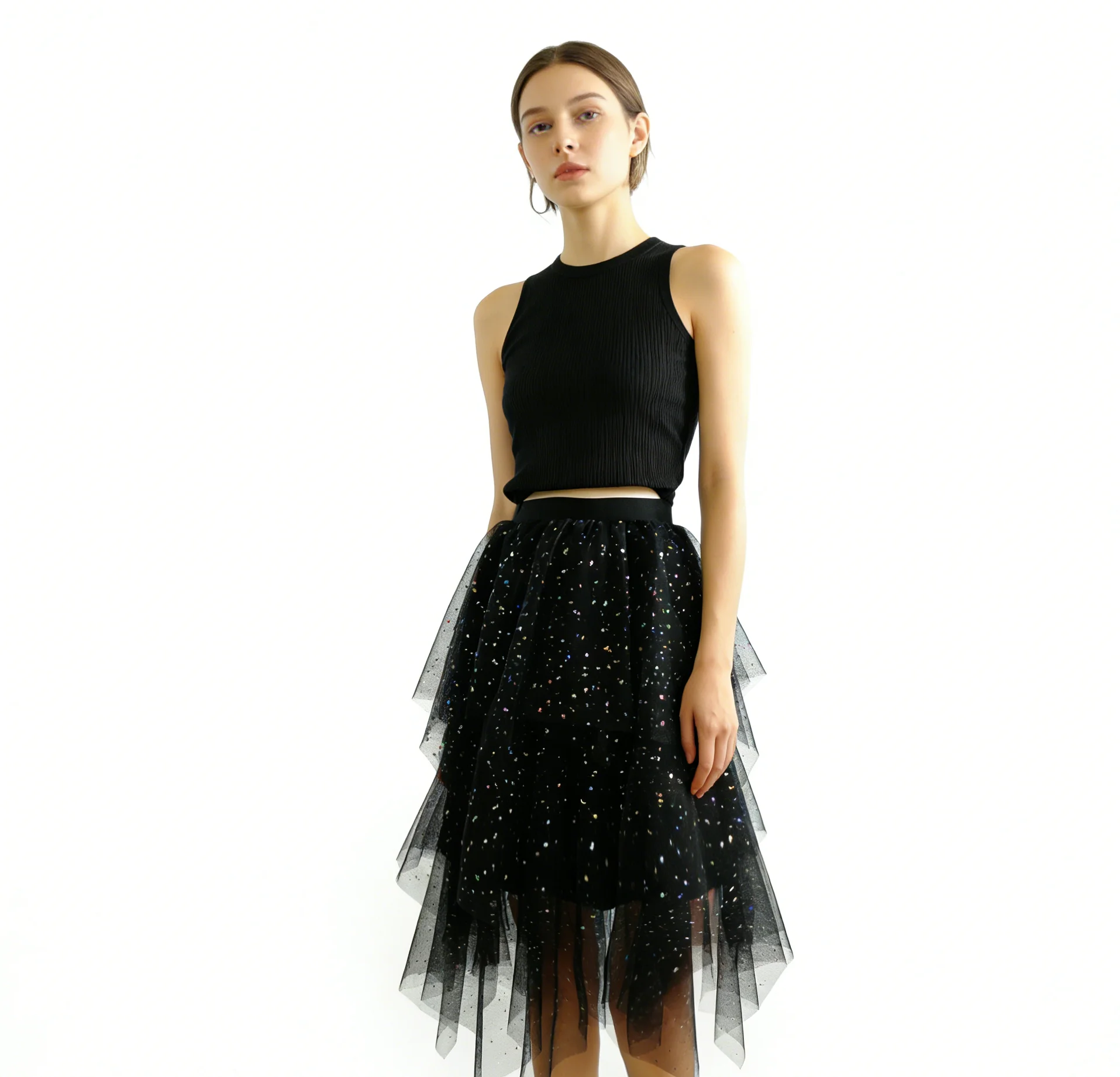 Асимметричная юбка-пачка для взрослых с пайетками – тюлевая юбка с оборками для танцевальных выступлений и вечеринок
Асимметричная юбка-пачка для взрослых с пайетками – тюлевая юбка с оборками для танцевальных выступлений и вечеринок