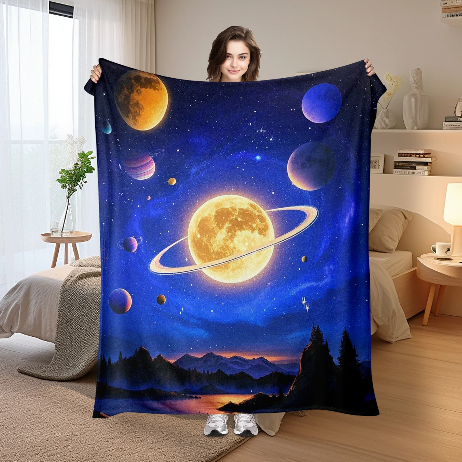 Celestial Moon And Galaxy Themed Blanket With Blue Starry Sky Design For Unique And Dreamy Home Decor Style
Celestial Moon And Galaxy Themed Blanket With Blue Starry Sky Design For Unique And Dreamy Home Decor Style