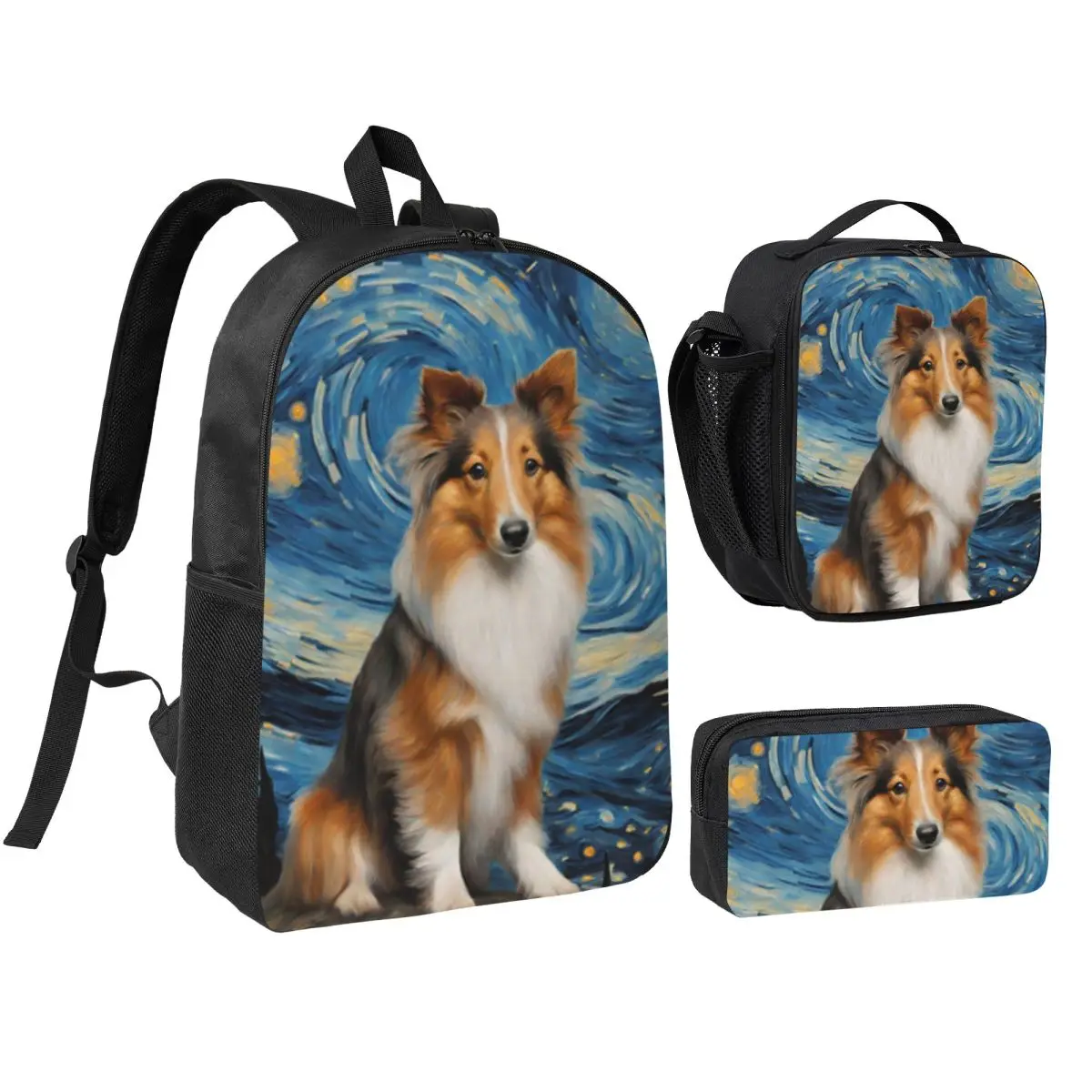 Shetland Sheepdog Dog In A Van Gogh Starry Night Backpack BookBag School Bag Shoulder Bags 3ps Insulated Lunch Bag Pencil Case
Shetland Sheepdog Dog In A Van Gogh Starry Night Backpack BookBag School Bag Shoulder Bags 3ps Insulated Lunch Bag Pencil Case