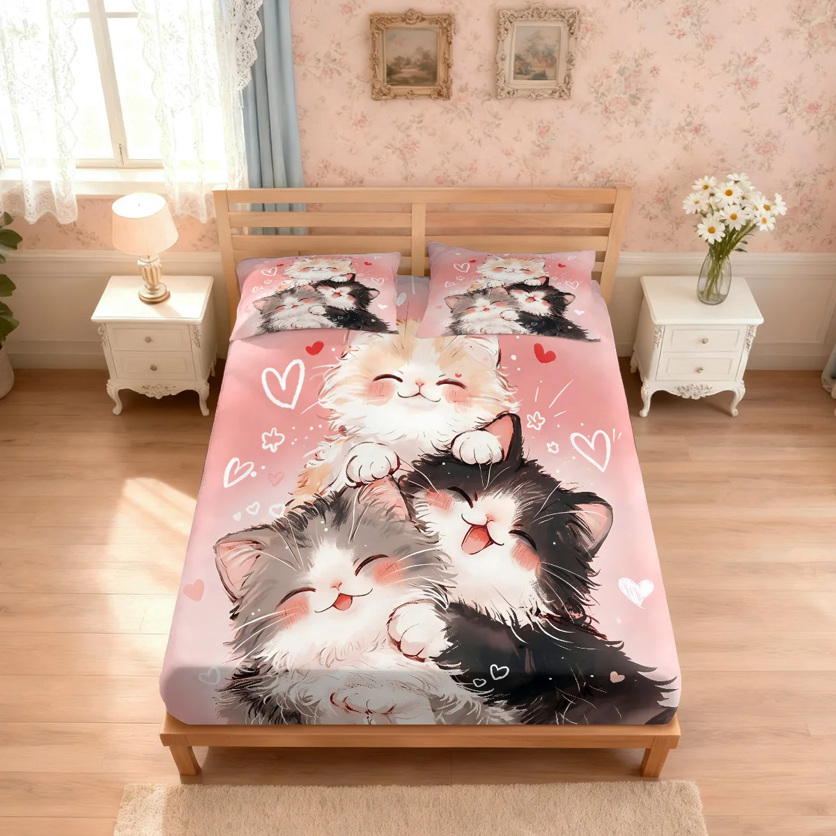 3 шт., набор простыней без чипса с принтом милого кота, многоразмерная спальня, украшение для кровати в общежитии, можно стирать в машине
3 шт., набор простыней без чипса с принтом милого кота, многоразмерная спальня, украшение для кровати в общежитии, можно стирать в машине