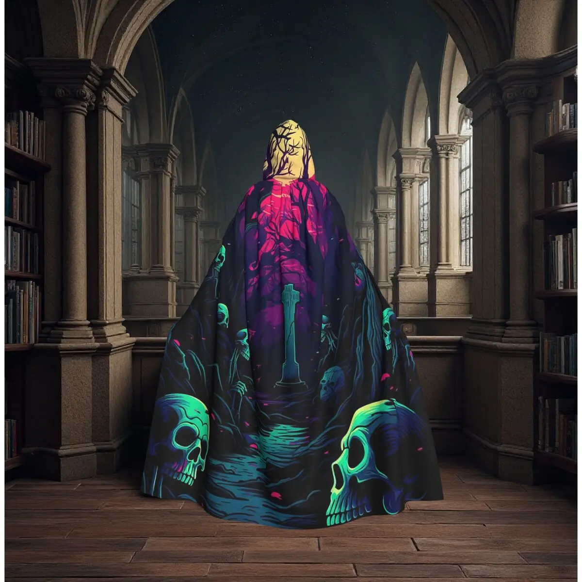 Spooky Dark Forest And Skull Print Long Hooded Cloak Witch Medieval Costume Cosplay Cape HalloweenCoat Adult Unisex
Spooky Dark Forest And Skull Print Long Hooded Cloak Witch Medieval Costume Cosplay Cape HalloweenCoat Adult Unisex