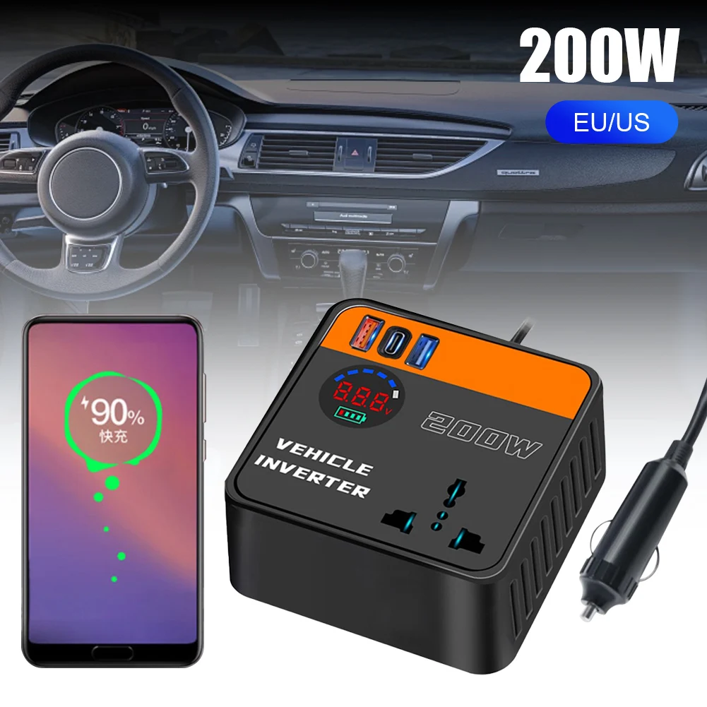 New 200W Power Inverter Sinewave 12V/24V DC to 220V AC Inverter Adapter with 4 Ports Fast Charging LCD Display Power Transformer
New 200W Power Inverter Sinewave 12V/24V DC to 220V AC Inverter Adapter with 4 Ports Fast Charging LCD Display Power Transformer