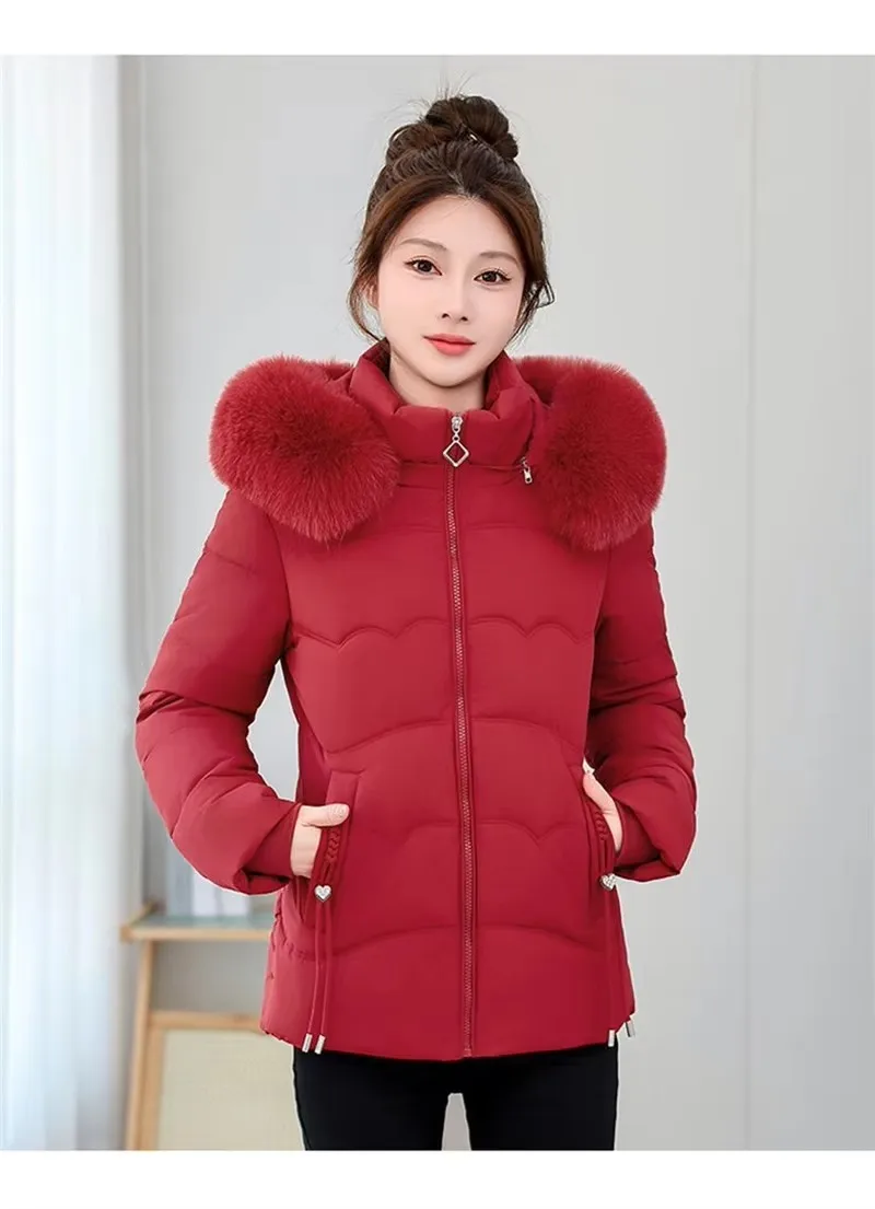 Women Winter Fur Collar Hooded Parka Fashion Zipper Short Jacket Elegant Slim Warm Thick Down Cotton Padded Jacket Female Coats
Women Winter Fur Collar Hooded Parka Fashion Zipper Short Jacket Elegant Slim Warm Thick Down Cotton Padded Jacket Female Coats