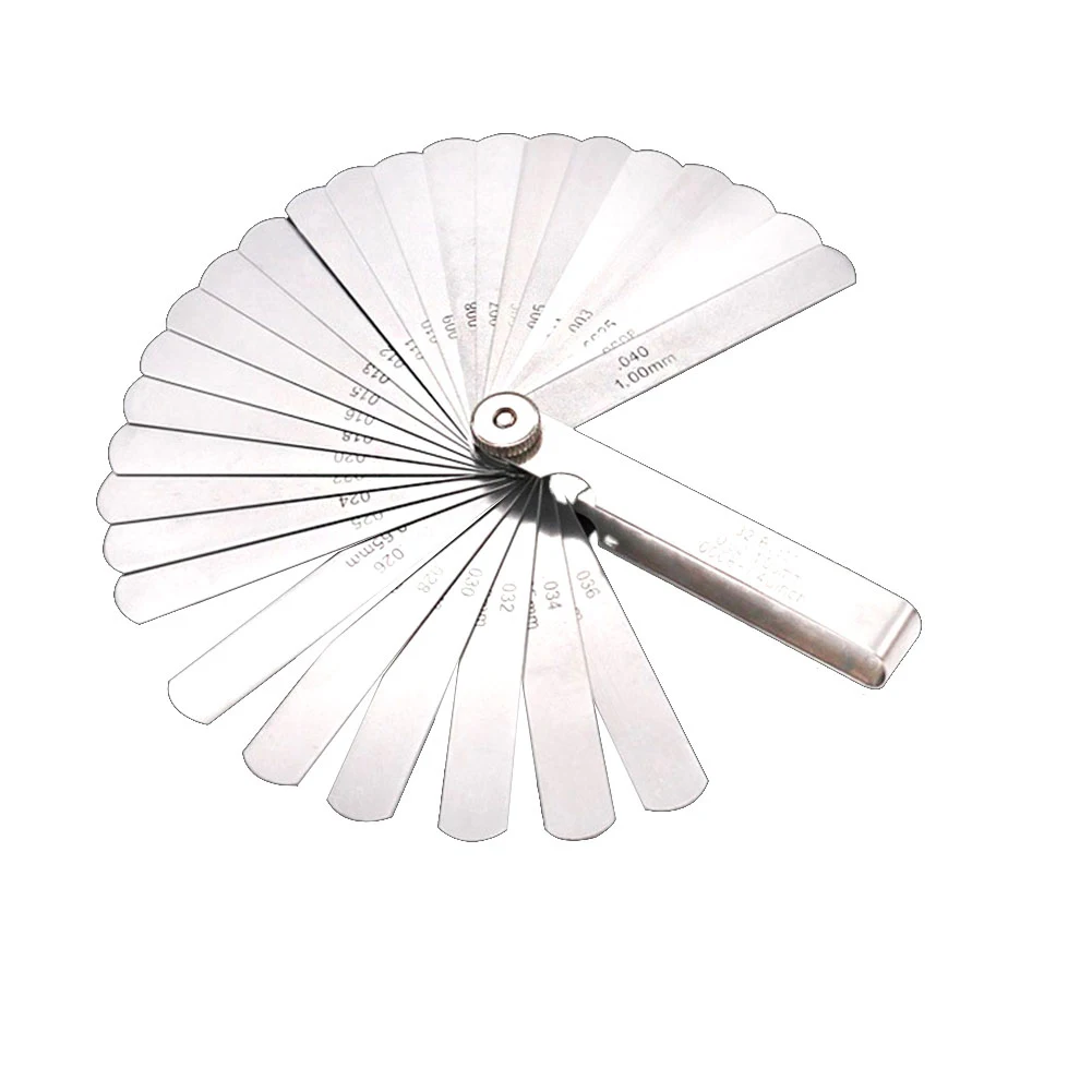 32 Blades Feeler Gauge Stainless Steel Imperial And Metric Gap Measuring Tool 0.02-1.00mm Gages Gap Filler Feeler Gauges
32 Blades Feeler Gauge Stainless Steel Imperial And Metric Gap Measuring Tool 0.02-1.00mm Gages Gap Filler Feeler Gauges