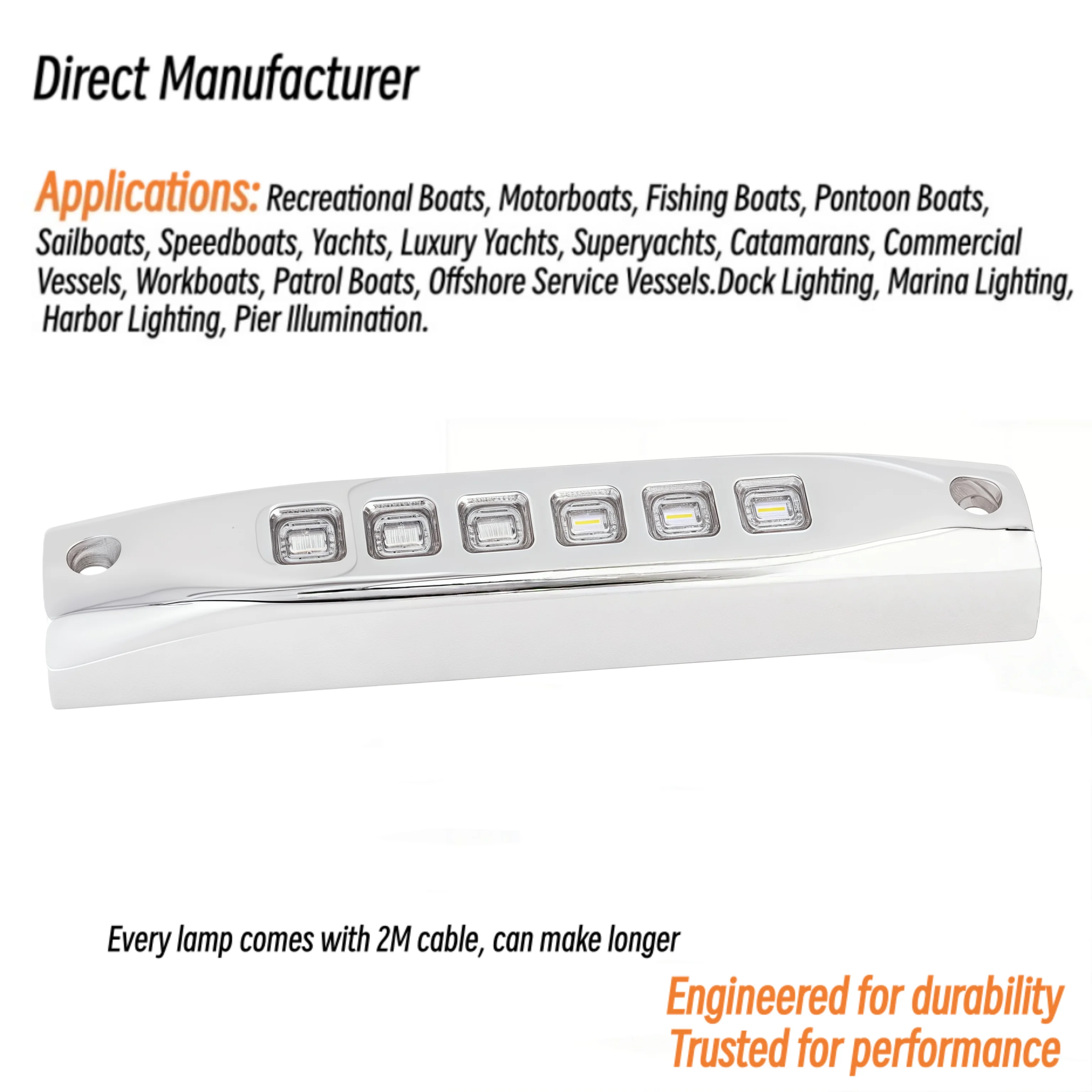 6W 12VDC 24VDC Color Changing 316 Stainless Steel Skiff Yacht Kayak Boat LED Guardrail Light Lights
6W 12VDC 24VDC Color Changing 316 Stainless Steel Skiff Yacht Kayak Boat LED Guardrail Light Lights