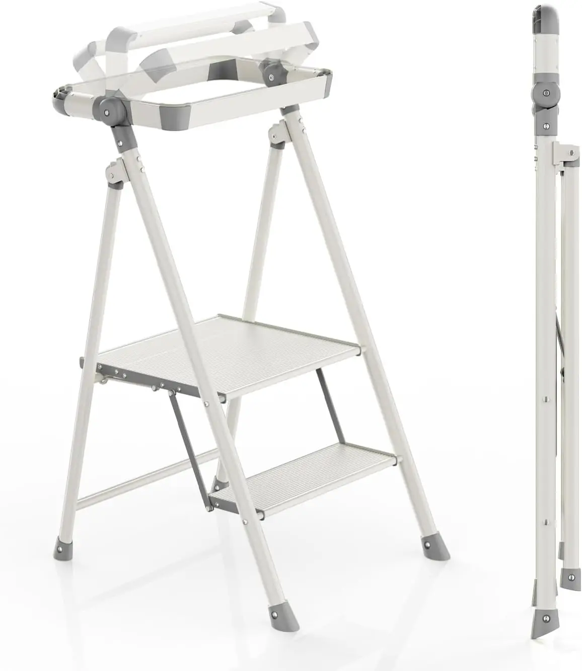 Foldable 2-Step Kitchen Stool with Safety Rails for Toddlers & Adults, Compact Design in Smoky Gray
Foldable 2-Step Kitchen Stool with Safety Rails for Toddlers & Adults, Compact Design in Smoky Gray