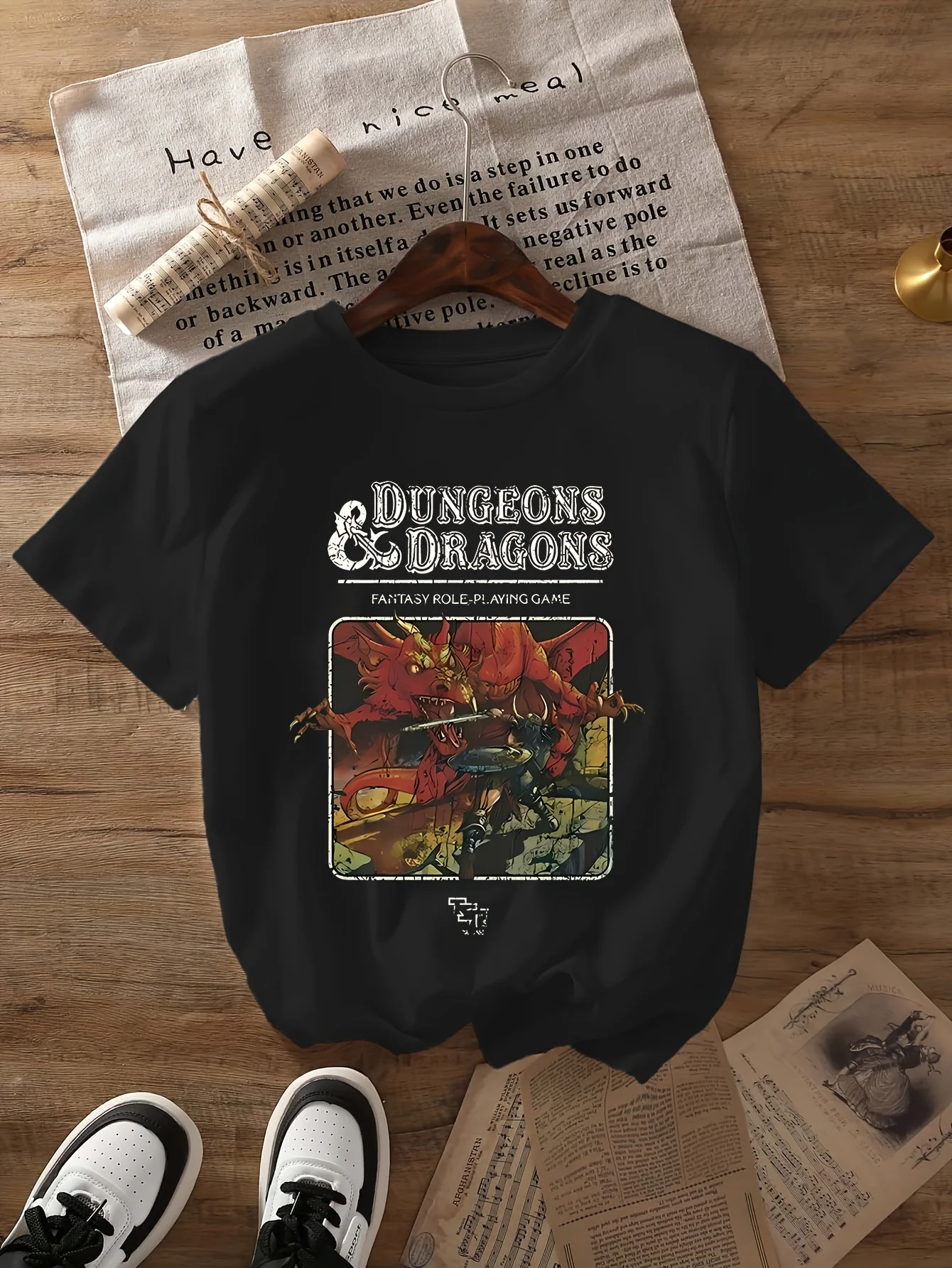 Plus - Size Women's Black Short - Sleeve T - shirt, Dungeons & Dragons Print, Fantasy Board Game - Inspired & Cool
Plus - Size Women's Black Short - Sleeve T - shirt, Dungeons & Dragons Print, Fantasy Board Game - Inspired & Cool