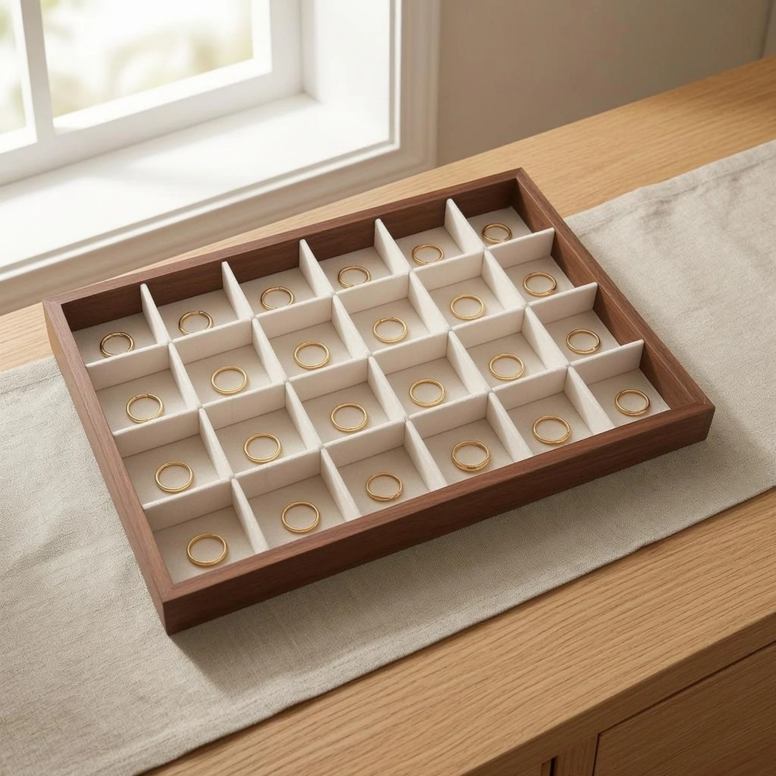 Rectangular Jewelry Display Tray Wood-Grain Walnut Jewelry Tray Small Accessories Elegant Design
Rectangular Jewelry Display Tray Wood-Grain Walnut Jewelry Tray Small Accessories Elegant Design