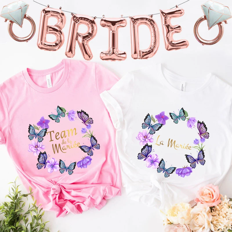 Футболка Team Bride French Bridal Shower, свадебная вечеринка, венок для девичника EVJF, футболки с короткими рукавами для девочек, топы Y2k Single Farewell
Футболка Team Bride French Bridal Shower, свадебная вечеринка, венок для девичника EVJF, футболки с короткими рукавами для девочек, топы Y2k Single Farewell