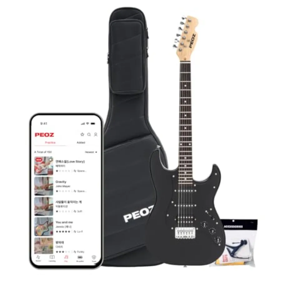 Electric Guitar for beginners and practice, ABS body in Deep Black with 35 sound effects, built-in tuner, USB interface, and 5W
Electric Guitar for beginners and practice, ABS body in Deep Black with 35 sound effects, built-in tuner, USB interface, and 5W