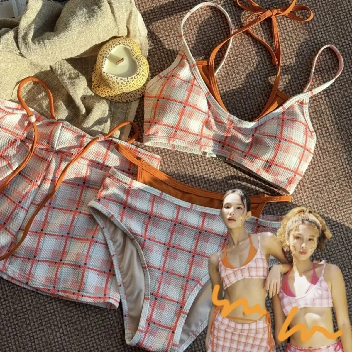 Women Vacation Holiday Cute Grid Strap Two Piece Bikini Set High Cut Leg Cheeky Bottom Soft Fabric Swimwear Beach Bathing Suit
Women Vacation Holiday Cute Grid Strap Two Piece Bikini Set High Cut Leg Cheeky Bottom Soft Fabric Swimwear Beach Bathing Suit