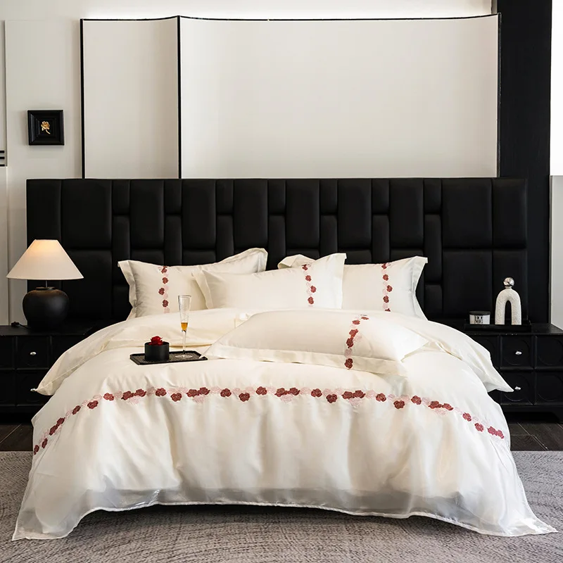 50S cotton tribute satin high-end simple luxury four-piece set meets bed set
50S cotton tribute satin high-end simple luxury four-piece set meets bed set