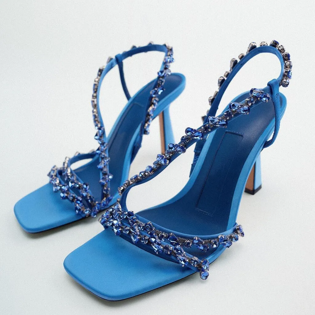 Blue Gemstone Beaded Sandals Square Toe Slingback High Heel Sexy Green Color Slip On Fashion Narrow Band Summer Shoes
Blue Gemstone Beaded Sandals Square Toe Slingback High Heel Sexy Green Color Slip On Fashion Narrow Band Summer Shoes