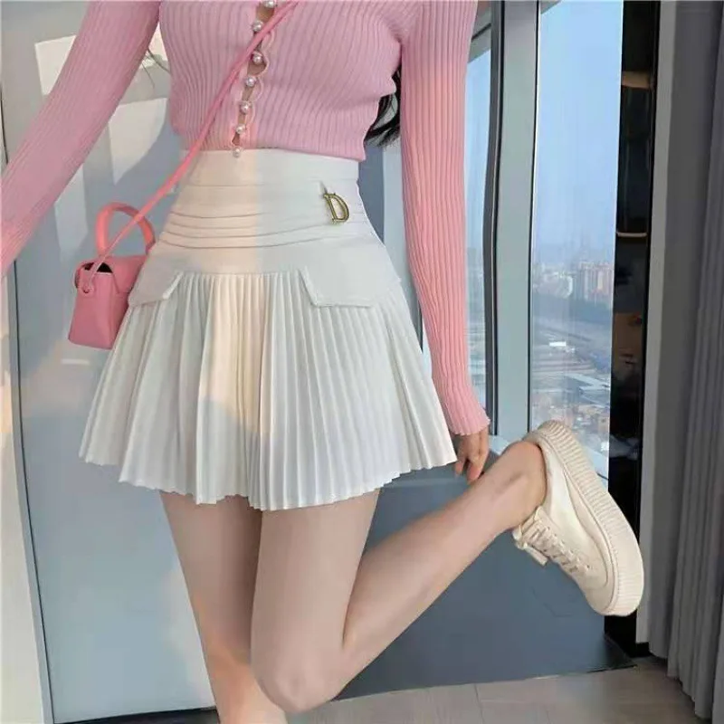 White Pleated Skirts Sexy Casual Slim College Women High Waist Mini Metal Letter D A-Line Y2k Skirts Korean Fashion Maxi Skirt
White Pleated Skirts Sexy Casual Slim College Women High Waist Mini Metal Letter D A-Line Y2k Skirts Korean Fashion Maxi Skirt
