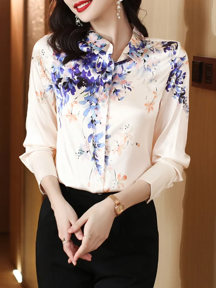 Satin Women Shirt 2024 Spring Autumn Female Clothing Print Vintage Blouse Fashion Floral Womens Tops Elegant Women Blouses J45
Satin Women Shirt 2024 Spring Autumn Female Clothing Print Vintage Blouse Fashion Floral Womens Tops Elegant Women Blouses J45