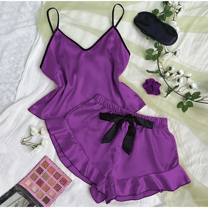 Women's Camisole Dress Home Wear, Summer Fashion Tank Top and Shorts Set, Ice Silk Breathable Daily Sleepwear for Summer
Women's Camisole Dress Home Wear, Summer Fashion Tank Top and Shorts Set, Ice Silk Breathable Daily Sleepwear for Summer