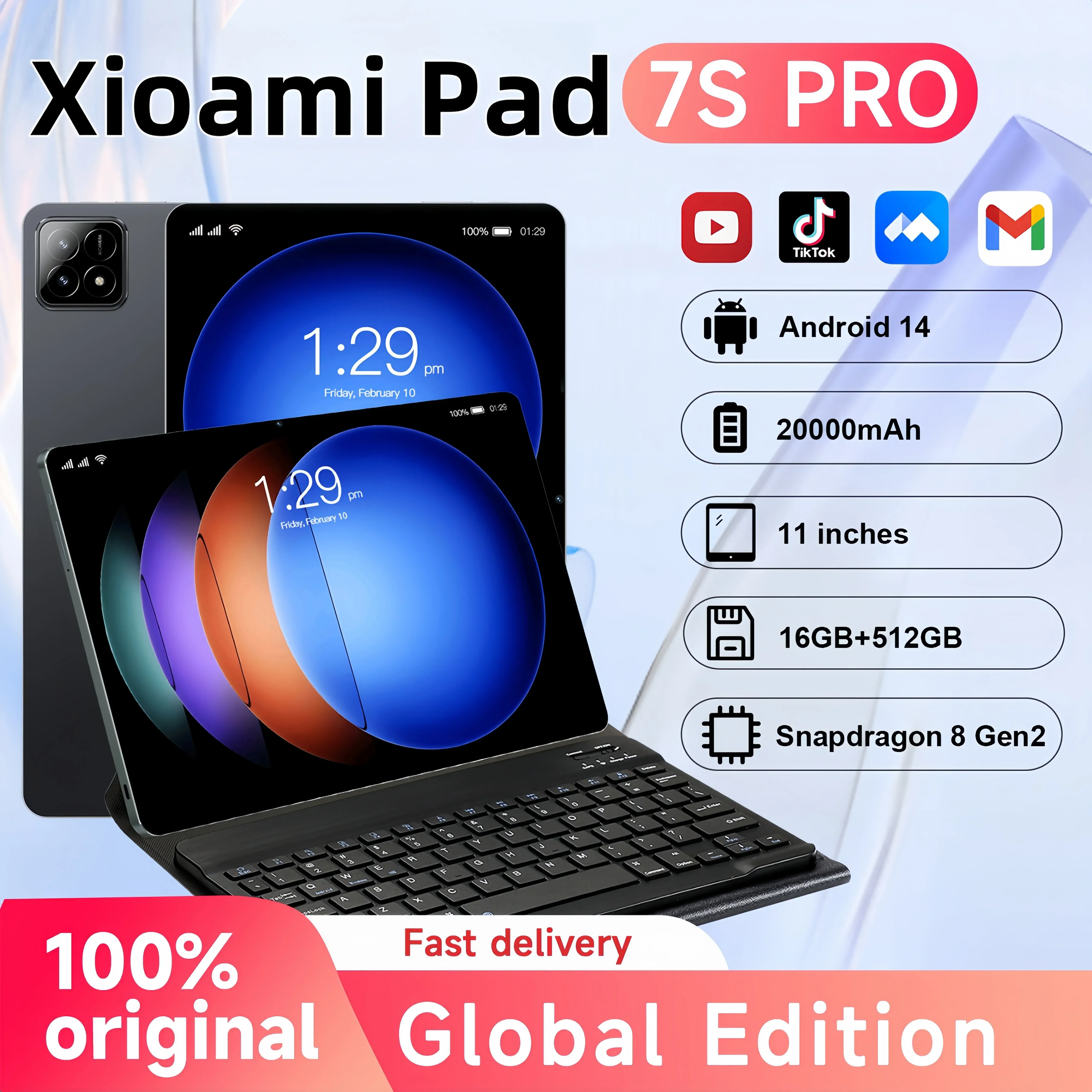 2025 Global Version Original Xioami Pad 7S Pro Tablet 11inch HD 4K Android14 22GB+2T 20000mAh 10Core 5G Dual SIM WiFi GPS Tablet
2025 Global Version Original Xioami Pad 7S Pro Tablet 11inch HD 4K Android14 22GB+2T 20000mAh 10Core 5G Dual SIM WiFi GPS Tablet