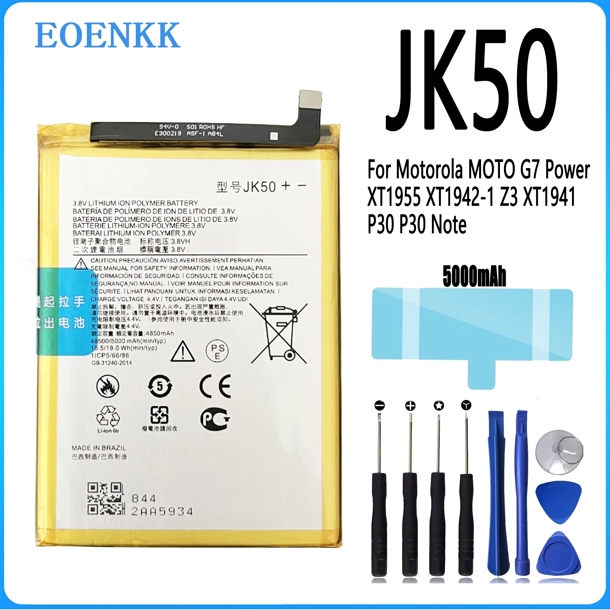 2024 new JK50 Battery For Motorola MOTO G7 Power XT1955 XT1942-1 Z3 XT1941P30 P30 Note high Capacity Phone Batteries Bateria
2024 new JK50 Battery For Motorola MOTO G7 Power XT1955 XT1942-1 Z3 XT1941P30 P30 Note high Capacity Phone Batteries Bateria