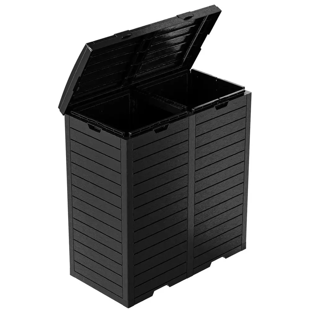 76 Gallon Black Outdoor Trash Can with Dual Lid and Pull-Out Liquid Dispenser for Patio and Backyard
76 Gallon Black Outdoor Trash Can with Dual Lid and Pull-Out Liquid Dispenser for Patio and Backyard
