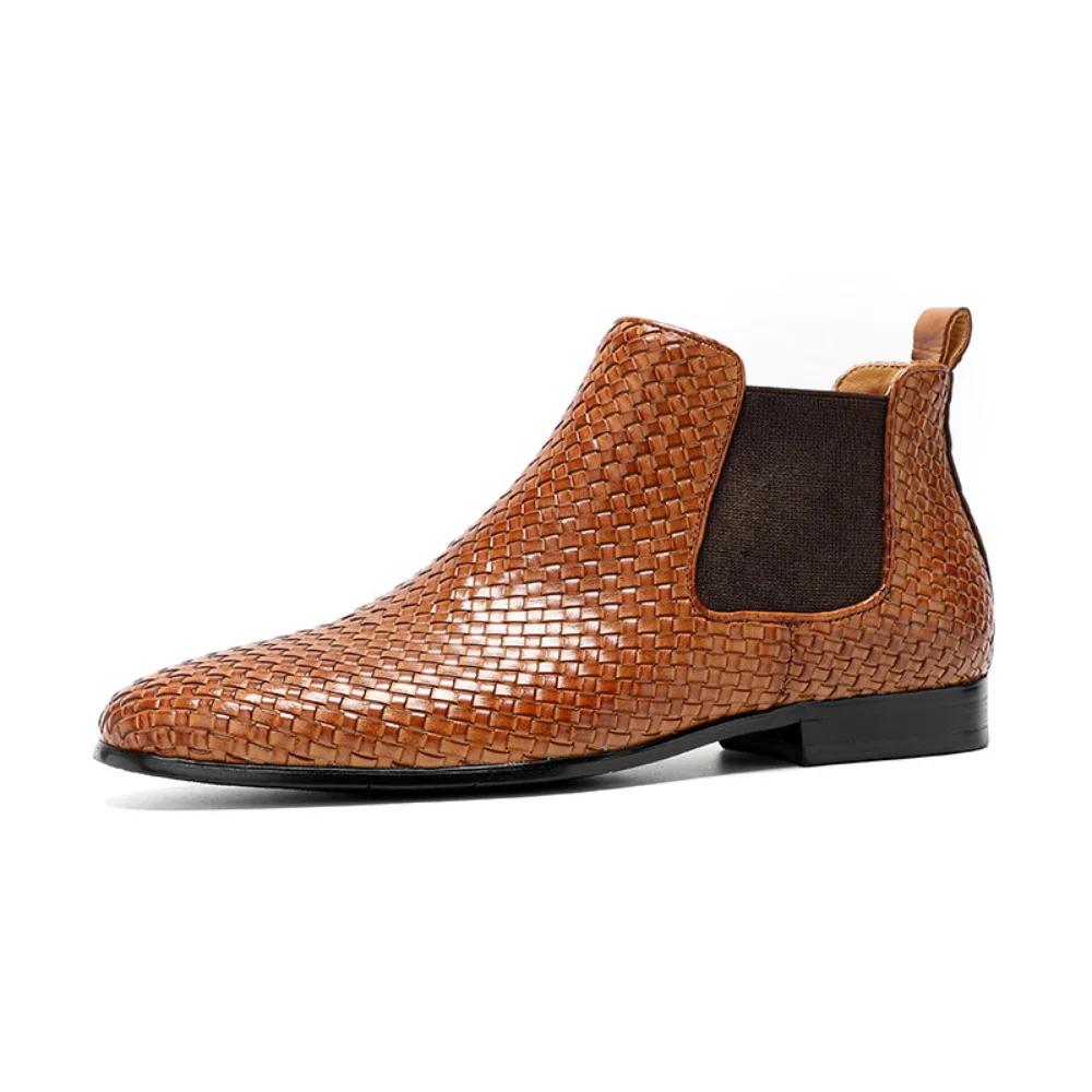 Genuine Full Cowhide Woven Upper High Top Boots for Men Luxury Fashion Casual Leather High Ankle Boots
Genuine Full Cowhide Woven Upper High Top Boots for Men Luxury Fashion Casual Leather High Ankle Boots
