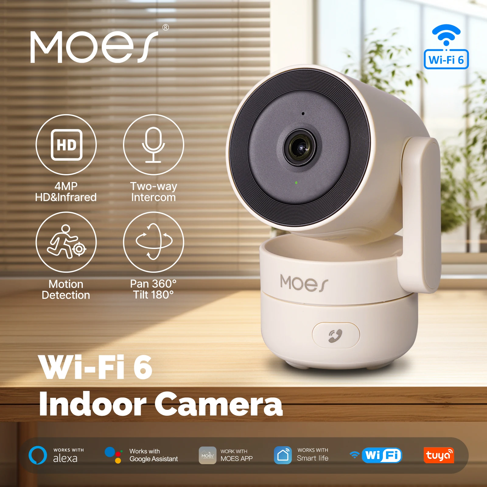 MOES Tuya Wi-Fi 6 Smart Indoor 4MP HD Security Pan/Tilt Camera Motion Tracking & Sound Detection Infrared Night Vision Monitor
MOES Tuya Wi-Fi 6 Smart Indoor 4MP HD Security Pan/Tilt Camera Motion Tracking & Sound Detection Infrared Night Vision Monitor