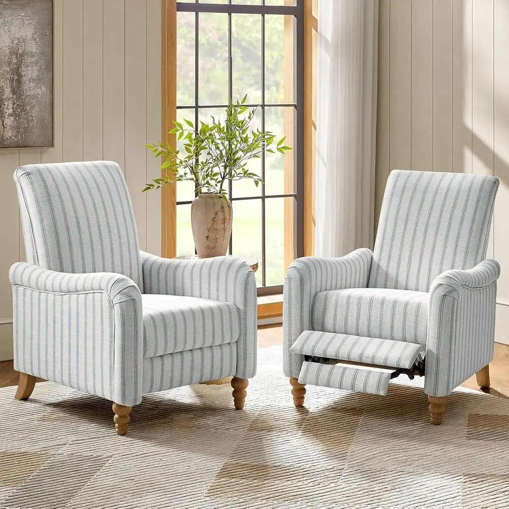 Recliner Chairs Set of 2 with Solid Wood Legs, Striped Push Back, Adjustable Backrest & Footrest, High Back Lazyboy Sofas, Blue
Recliner Chairs Set of 2 with Solid Wood Legs, Striped Push Back, Adjustable Backrest & Footrest, High Back Lazyboy Sofas, Blue