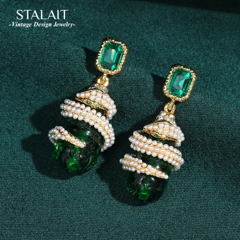 Vintage Green Crystal Drop Earrings Pearl Snake Design Gold Color Retro Luxury Quality Party Jewelry High Quality For Woman 2026
Vintage Green Crystal Drop Earrings Pearl Snake Design Gold Color Retro Luxury Quality Party Jewelry High Quality For Woman 2026