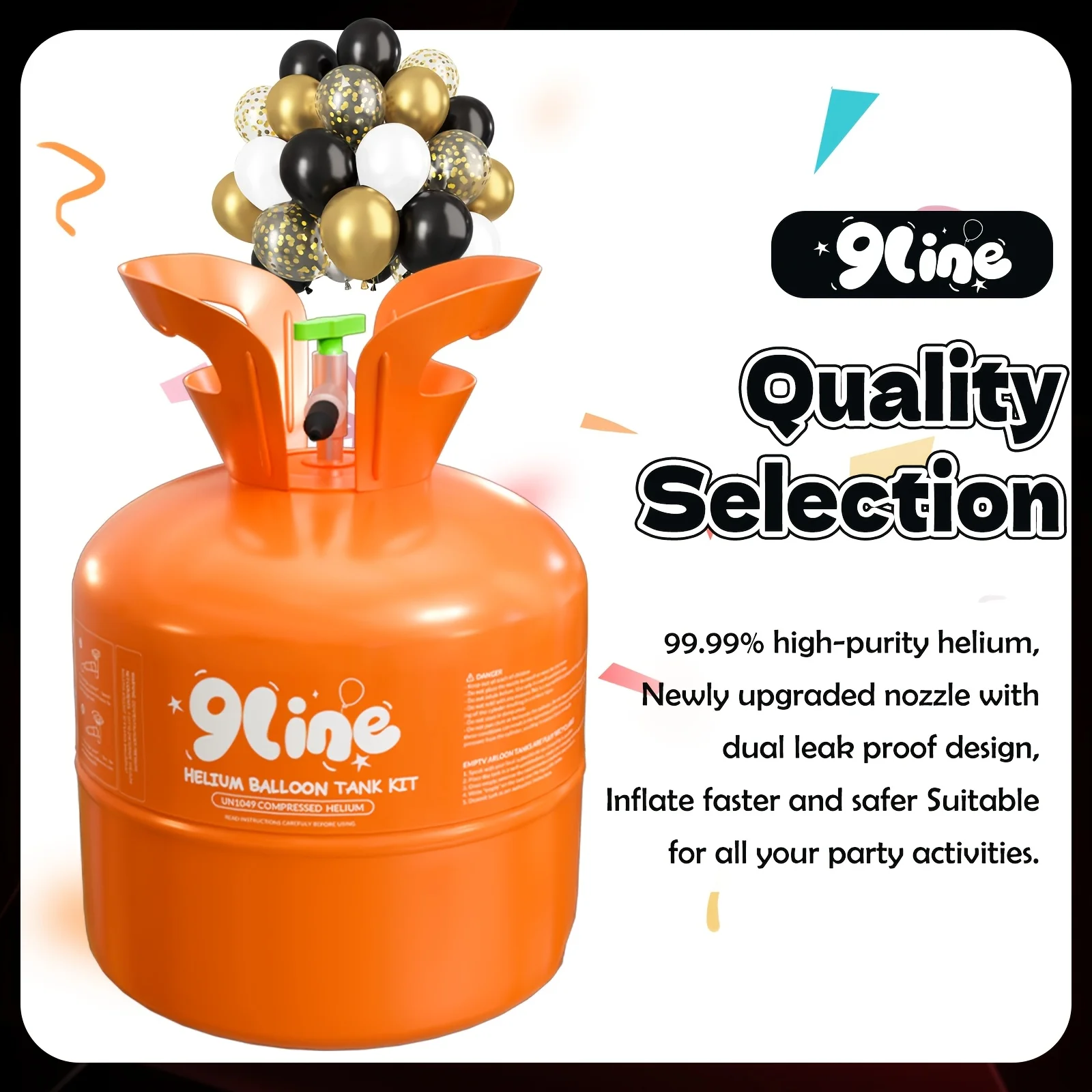 3.43gal Home Helium Balloon Tank Party Set Including 50 Black And Golden Latex Balloons And Ribbon for Birthday And Wedding Fest
3.43gal Home Helium Balloon Tank Party Set Including 50 Black And Golden Latex Balloons And Ribbon for Birthday And Wedding Fest