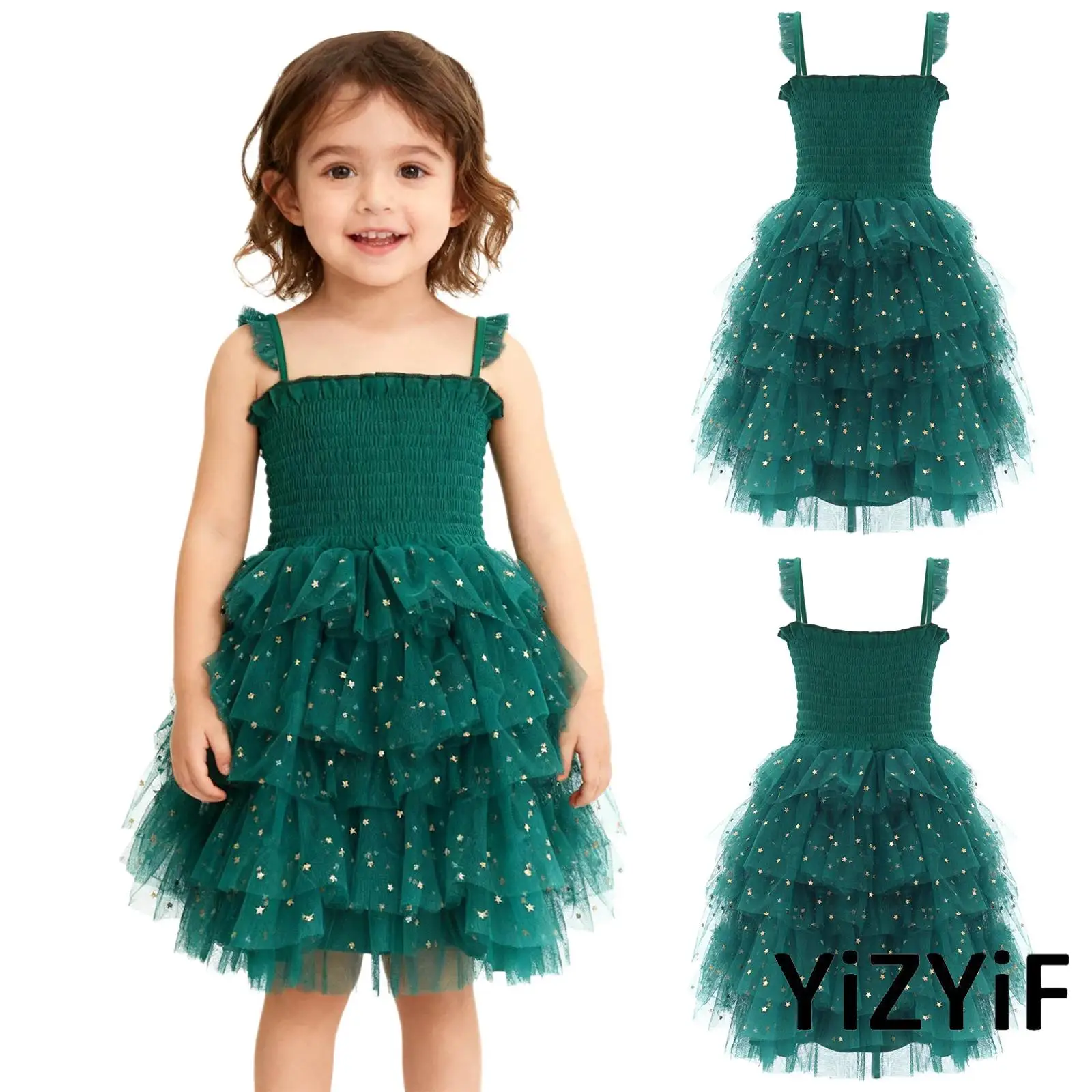 Baby Girl Enchanting Christmas Tree Dress with Star Print Tulle And Adjustable Straps Festive Tutu Dress for Halloween Parties
Baby Girl Enchanting Christmas Tree Dress with Star Print Tulle And Adjustable Straps Festive Tutu Dress for Halloween Parties