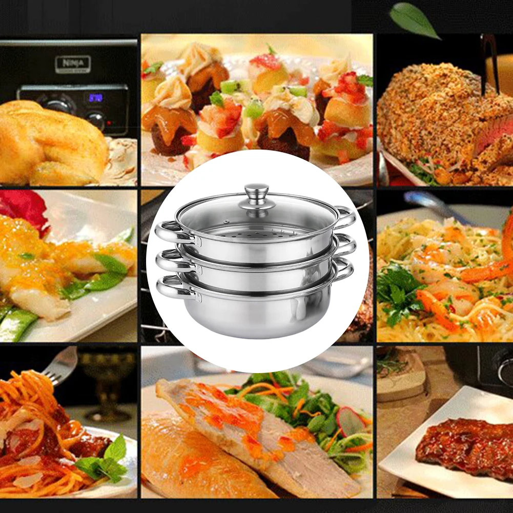3 Tier Steamer Pot for Cooking Multipurpose Stainless Steel Food Steamer Steamer for Vegetable Dumpling Stock Sauce Food
3 Tier Steamer Pot for Cooking Multipurpose Stainless Steel Food Steamer Steamer for Vegetable Dumpling Stock Sauce Food