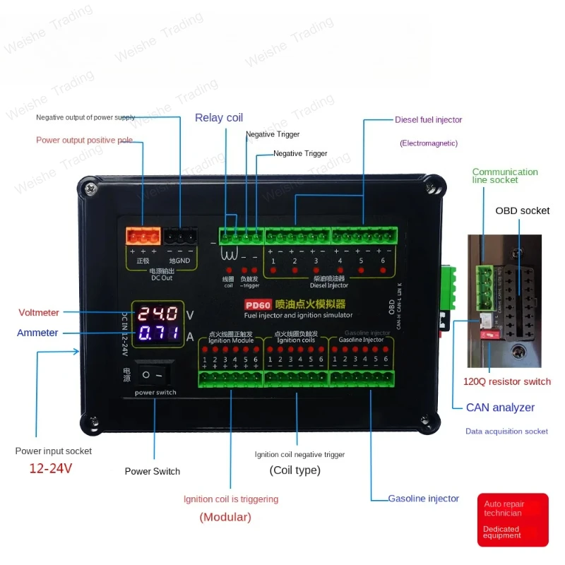 PD60 Injector Ignition Coil Simulator Car Computer Maintenance and Testing Tool