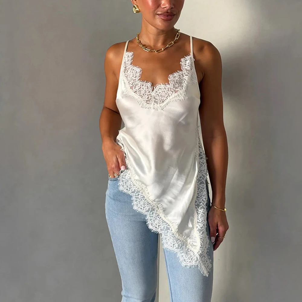 Ticketsx Sexy Plunge Lace Camisole Summer New Patchwork Asymmetrical Split Backless Women's Tops Fashion High Street Female Tops
Ticketsx Sexy Plunge Lace Camisole Summer New Patchwork Asymmetrical Split Backless Women's Tops Fashion High Street Female Tops