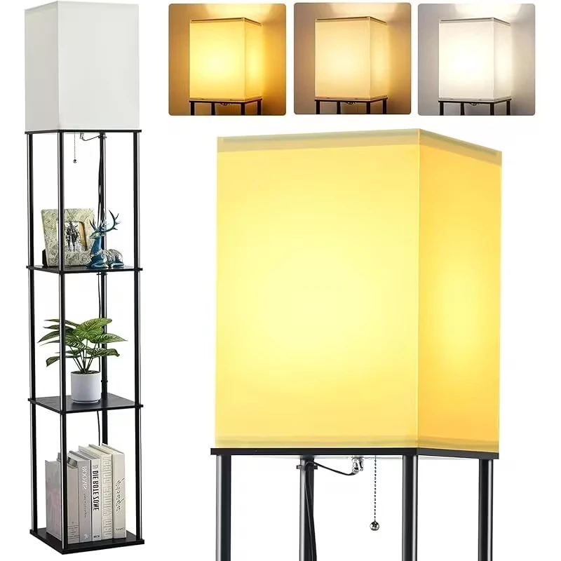 Modern Shelf Floor Lamp with Shade and LED Bulb Corner Display Tall Standing Lamp Shelves for Living Room, Bedroom Office Black
Modern Shelf Floor Lamp with Shade and LED Bulb Corner Display Tall Standing Lamp Shelves for Living Room, Bedroom Office Black