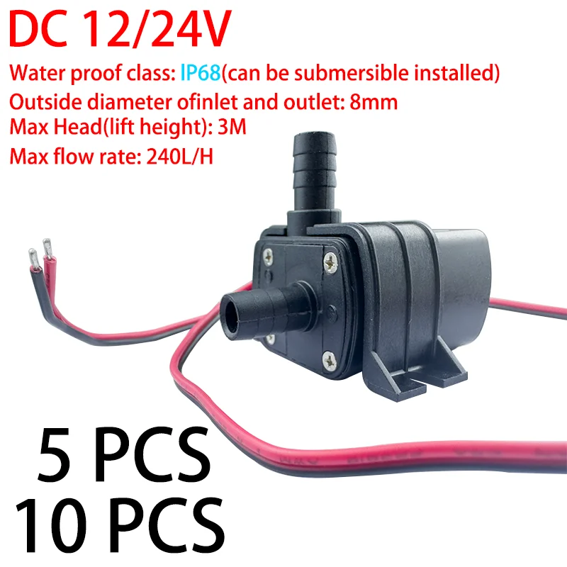 4.8W 5.8W 240L/H Silent Fish Tank Pump DC 12V 24V Solar Brushless Motor Pool Circulating Submersible Pump Water Pump
4.8W 5.8W 240L/H Silent Fish Tank Pump DC 12V 24V Solar Brushless Motor Pool Circulating Submersible Pump Water Pump