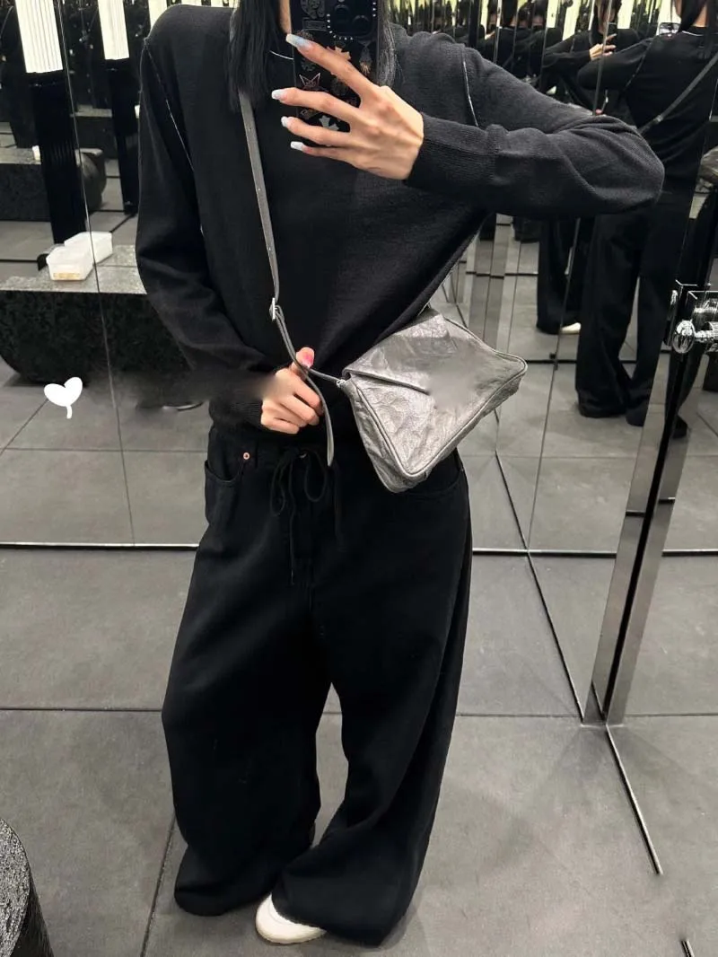 Street style women's jeans fashionable loose casual trend drawstring waist wide leg pants versatile for reducing age
Street style women's jeans fashionable loose casual trend drawstring waist wide leg pants versatile for reducing age