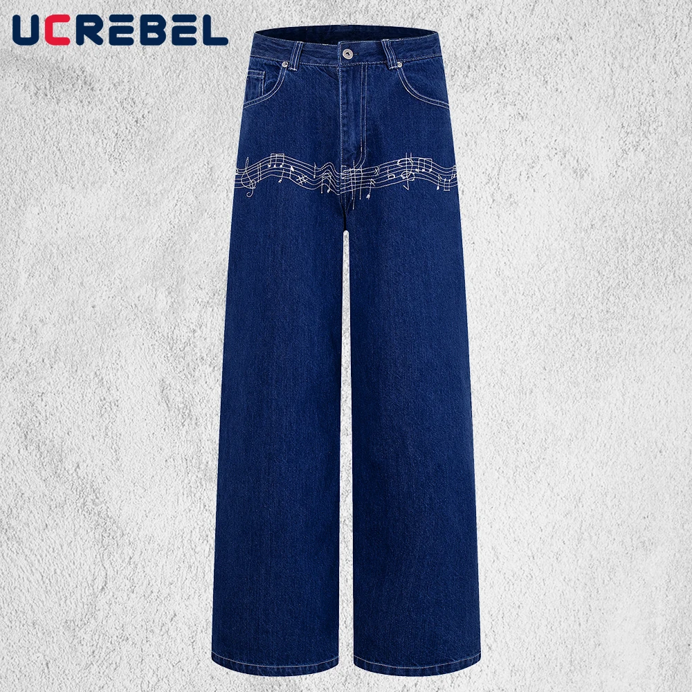 Music Note Embroidery Jeans Mens Pocket Retro High Street Baggy Straight Wide Leg Washed Denim Pants Man
Music Note Embroidery Jeans Mens Pocket Retro High Street Baggy Straight Wide Leg Washed Denim Pants Man
