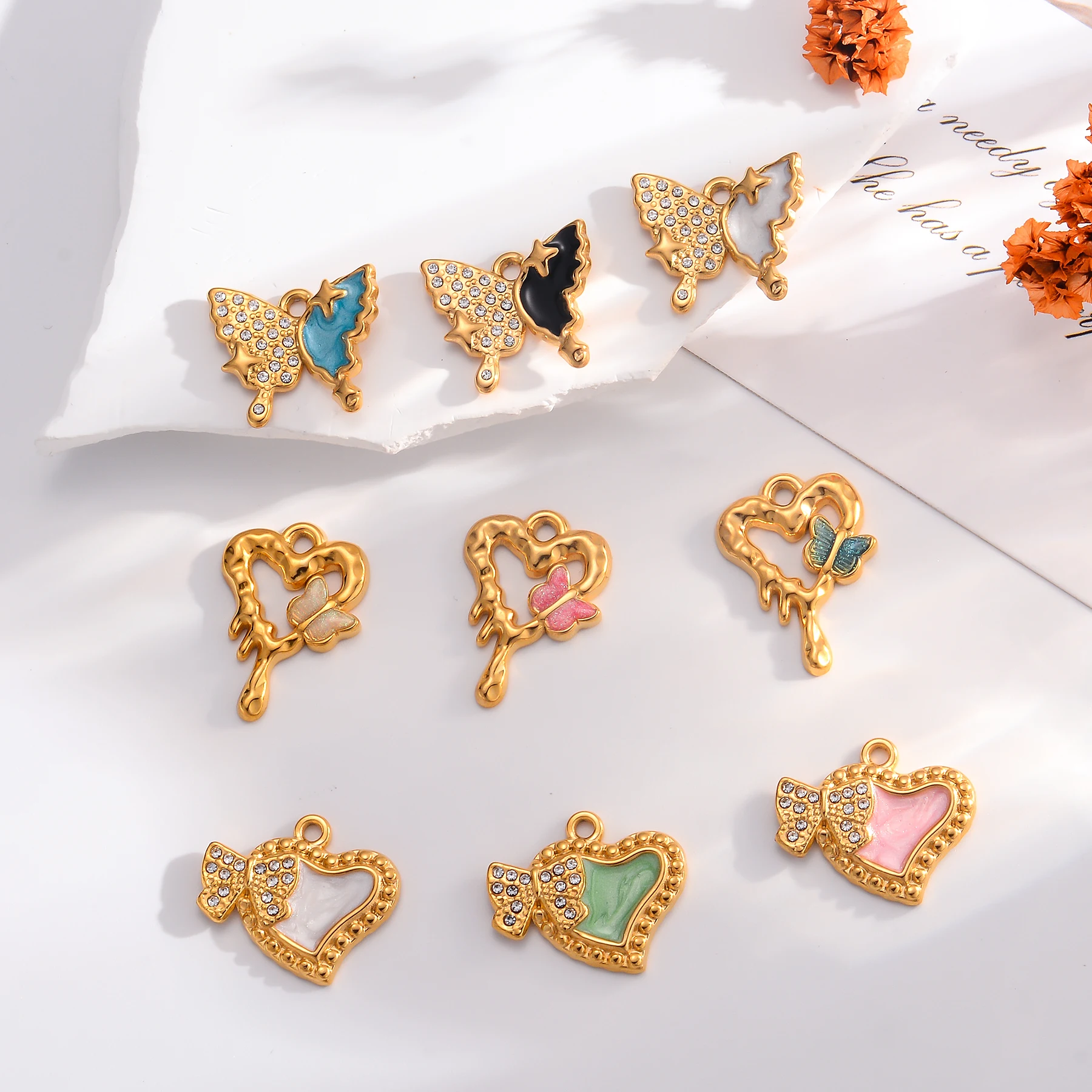 10Pcs Wholesale Stainless Steel Enamel Love Heart Butterfly Necklace Earrings Pendant for Handmade Jewelry Supply Findings
10Pcs Wholesale Stainless Steel Enamel Love Heart Butterfly Necklace Earrings Pendant for Handmade Jewelry Supply Findings