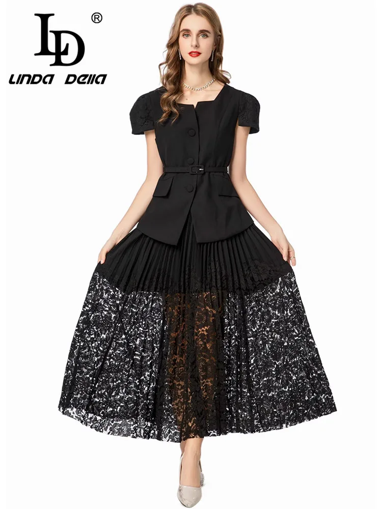 LD LINDA DELLA 2025 Spring/Summer Short Sleeved Single Breasted Top+Lace Hollow Bottom Two Piece Set  
LD LINDA DELLA 2025 Spring/Summer Short Sleeved Single Breasted Top+Lace Hollow Bottom Two Piece Set 